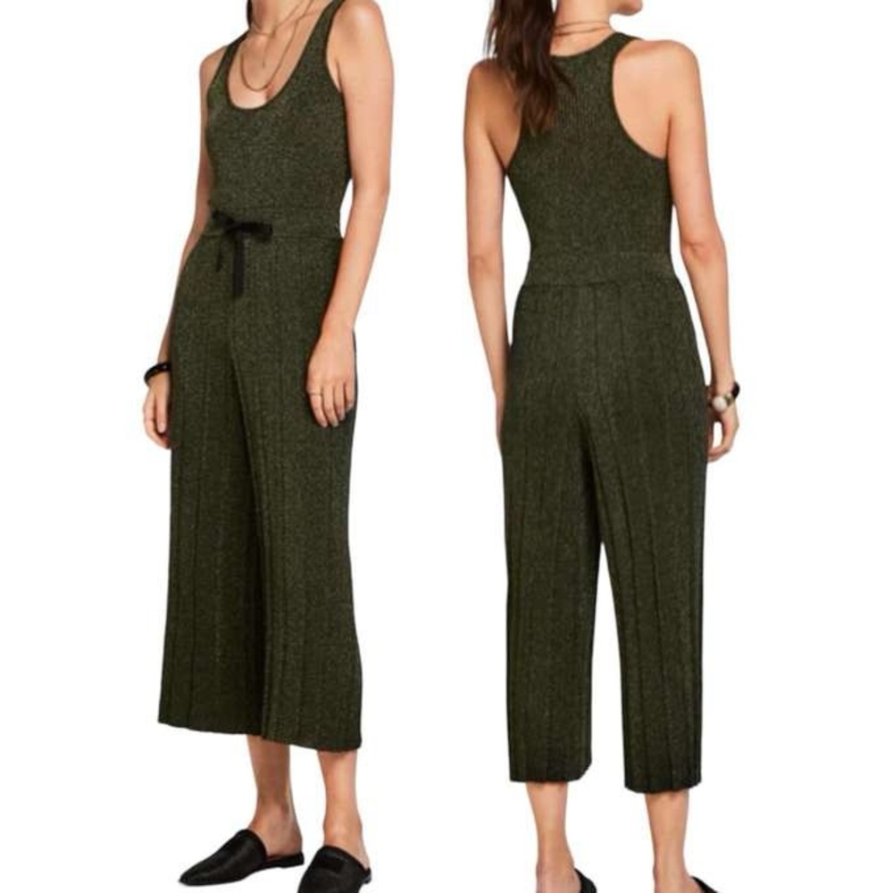 Scotch & Soda Metallic Knitted Lurex Pleated Wide Leg Jumpsuit
